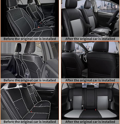 Custom Fit Seat Covers for Toyota Corolla 2014-2019 L, LE, LE Eco | Black Full Set. Premium Faux Leather, Waterproof, Airbag Compatible, easy maintenance, factory-style fit, Precision fit - Image 5