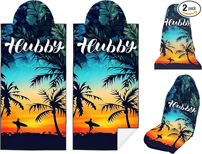 2 Pack Car Seat Towel Covers, Sweat-Proof Microfiber Seat Protectors for Gym, Running, Beach & Workout, Breathable Quick-Dry, Machine Washable, Tropical Palm Sky Print, Universal Fit by Semtomn