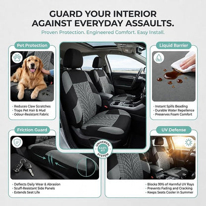 FH Group Front Set Premium Cloth Car Seat Covers for Low Back Car Seat with Removable Headrest, Universal Fit, Airbag Compatible Seat Cover for SUV, Sedan, Beige - Image 6