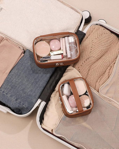 Clear Makeup Bag,Small Makeup Bag Travel Make Up Bag Pouch Purse Car Accessories Storage for Travel Essentials Organizers,Brown - Image 8