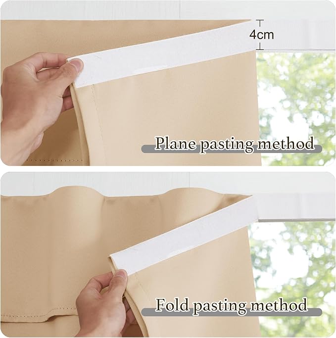NICETOWN Portable Blackout Curtains, Farmhouse Self Adhesive Adjustable Blinds for Windows 52" x 63", Travel Temporary Window Cover for Bedroom/Baby Nursery, 52" x 63", 1 Panel, Biscotti Beige | Farmhouse Self Adhesive Adjustable Blinds for Windows Tra... - Image 6