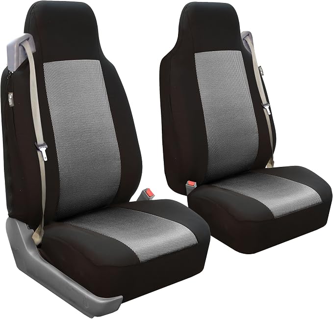 FH Group All Purpose Flat Cloth Car Seat Covers - Universal Fit, Full Set Seat Covers, Washable, Fit Most Car, Truck, SUV, Van - Black - Image 2