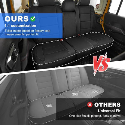 TTX LIGHTING Custom Fit Seat Covers for Jeep Wrangler JL 4-Door 2018-2025 | Original Seat Pattern Faux Leather Covers Waterproof Full Set for 5 Seats Airbag Compatible Protection - Image 6
