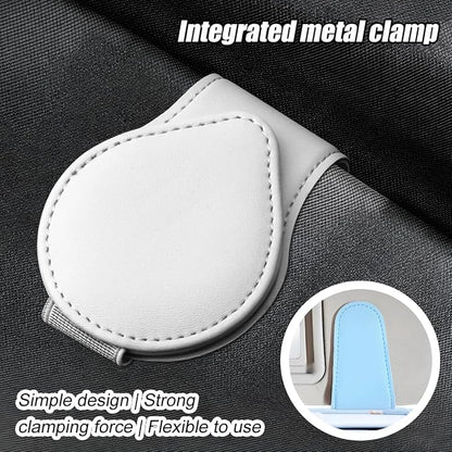 Sunglasses Holder for Car Visor, Magnetic Leather Sun Visor Eyeglasses Hanger & Ticket Card Clip, for Most Cars - Image 5