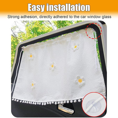 Car Side Window Sun Shade Privacy Curtain for Baby, Five Flowers | Blackout UV Protection Car Window Shades with Suction Cup for Back Seat - Cute Auto Camping Windows Screen Shades - Image 6