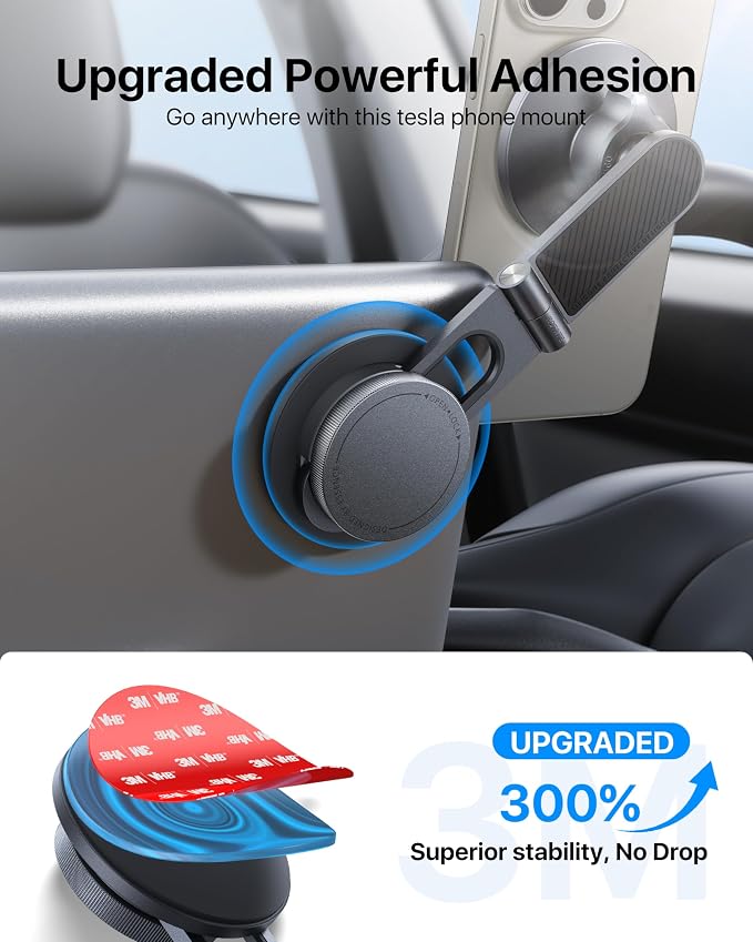 andobil Upgrade Tesla Phone Mount [Strong Magnet & Foldable] MagSafe Car Mount for Tesla New Model Y Juniper Model 3, 360° Adjustable Tesla Phone Holder fits iPhone 17 16 15 Pro Max, Tesla Accessories - Image 2