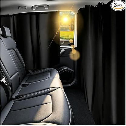 3PCS Extra Large Car Privacy Curtains,Black Coated Rear Car Window Shades & Divider Curtain Lower Interior Temperature and Provide Privacy,Portable Cars Window Curtains by Unknown