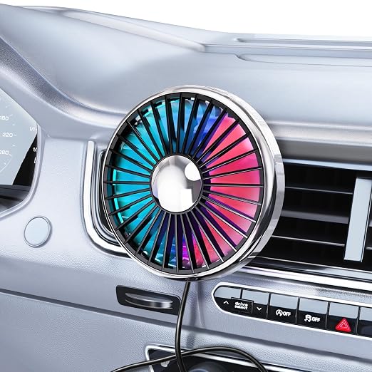 USB Car Fan for Air Vent, 360° Rotatable Clip On Cooling Fan with LED Light, Portable Vehicle Fan for Backseat, Truck, SUV, RV, Quiet Car Vent Fan for Summer Travel, Car Seat Cooling Fan,Black by Unknown