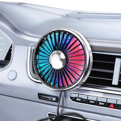 USB Car Fan for Air Vent, 360° Rotatable Clip On Cooling Fan with LED Light, Portable Vehicle Fan for Backseat, Truck, SUV, RV, Quiet Car Vent Fan for Summer Travel, Car Seat Cooling Fan,Black by Unknown