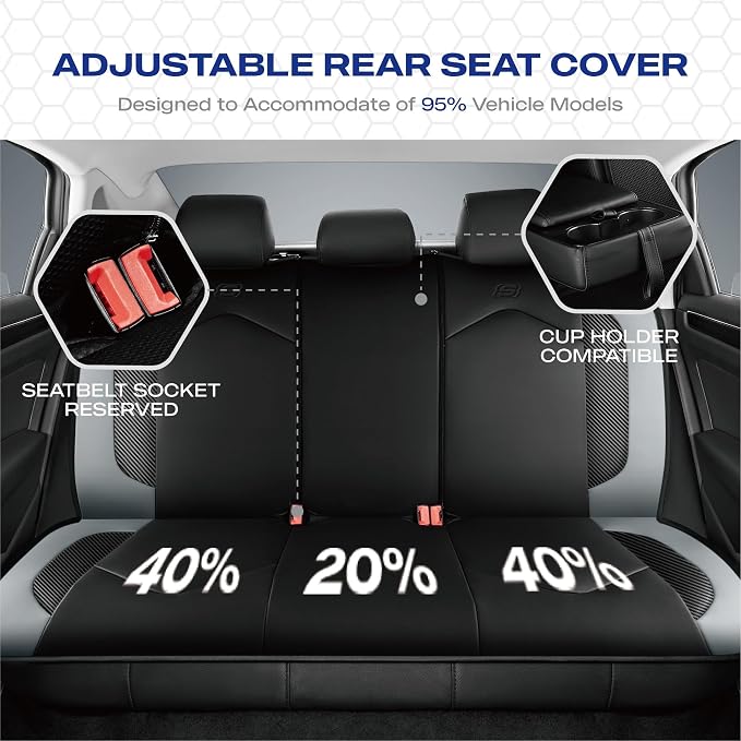 Skechers Memory Foam Car Seat Covers, Leather High Back Seat Covers Quilting Design,Waterproof Sports Car Seat Covers Full Sets,Airbag Compatible, Universal Fit for Most Cars, SUVs,Trucks,Gray - Image 7