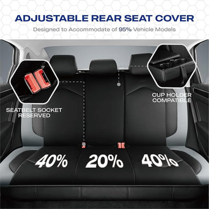 Skechers Memory Foam Car Seat Covers, Leather High Back Seat Covers Quilting Design,Waterproof Sports Car Seat Covers Full Sets,Airbag Compatible, Universal Fit for Most Cars, SUVs,Trucks,Gray - Image 7