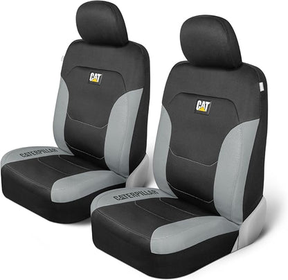 Caterpillar Flexfit Automotive Seat Covers for Cars Trucks and SUVs (Set of 2) – Black Seat Covers for Front Seats, Seat Protectors with Gray Honeycomb Trim, Auto Interior Covers by Unknown