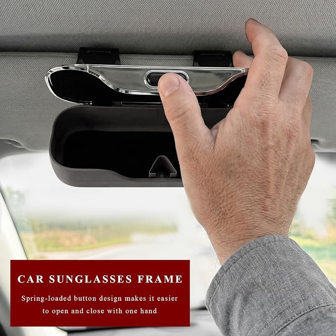Sunglasses Holder for Car Sun Visor, Shockproof & Dustproof Auto Visor Glasses Storage Case with Clips, Universal Eyeglasses Holder Storage Organizer for SUV Sedan Truck (Gray) - Image 4