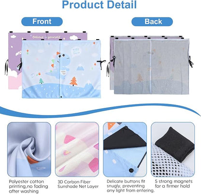 2 Pack Magnetic Car Window Shade for Baby, Back Seat, Easy Installation | Equipped with Mesh Storage Pocket on the Bottom, Universal Fit for Most Cars with Cartoon Patterns -for Baby (26.8"×19.7") - Image 2