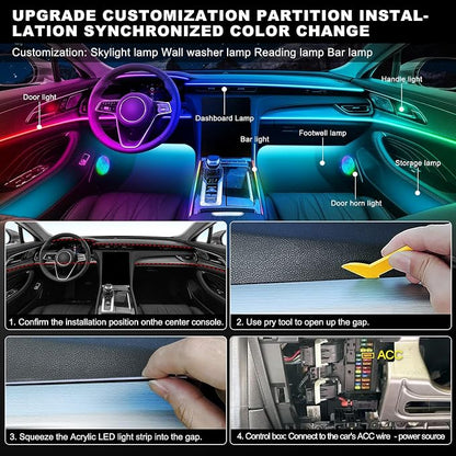 Dreamcolor Acrylic Interior Car LED Strip Light with Wireless APP, RGB 14 in 1 with 175 inches 593 Neon Car Ambient Lighting Kits, Dual Zone Music Sync LEDs Fiber Optic Strip Neon Lights for Car - Image 6