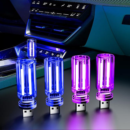 4 PCS USB Night Light Bulb,Touch Dimmable Retro Car Interior Ambient Light | Portable Glass Bottle Design Chubby Glow Light for Car, Truck , Bedroom, 2 Blue and 2 Purple Ambient Lighting by Unknown