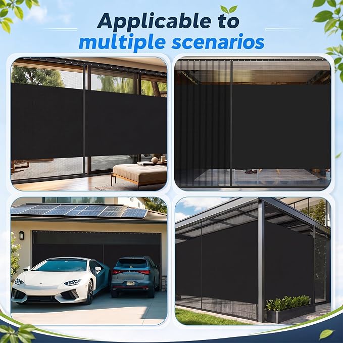 Frienda 16 x 7 ft Sliding Privacy Garage Door Screen 2 Car with Track Closure Retractable Magnetic Closure Heavy Duty Weighted Bottom Door Privacy Protection Curtain Keep Animals Out for Summer Garage - Image 7