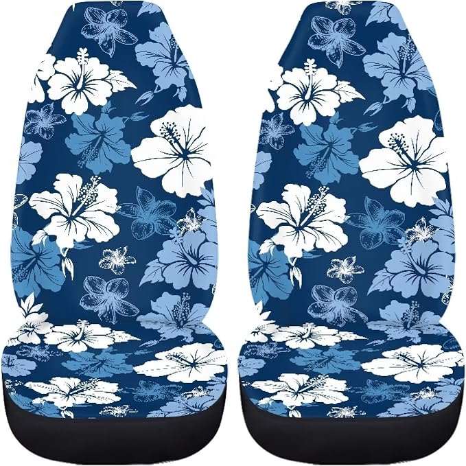 Hawaiian Flowers Front Car Seat Cover 2 Pcs Breathable Car Seat Covers for Front Seats Removable Automotive Accessories Easy Installation Universal Fit for Cars SUVs Sedans - Image 2