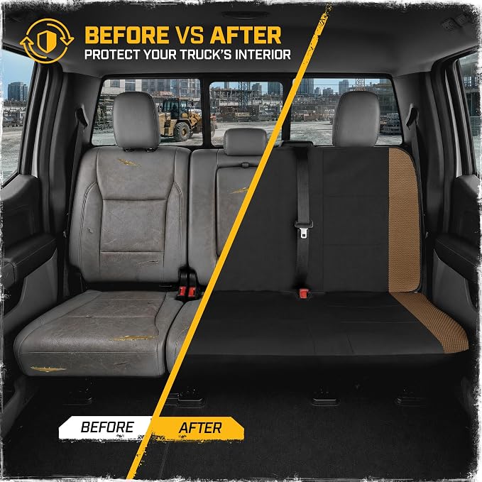 CAT MeshFlex Seat Covers Full Set for Full-Size Pickup Trucks Only - Beige | Front Bucket Seat Covers & 60/40 Split Rear Bench Protector – Interior Accessories For F-150, Silverado, Ram, Sierra & Tundra - Image 8