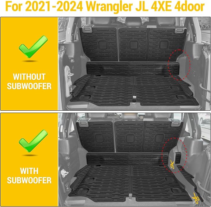 Cargo Mats for 2021-2026 Jeep Wrangler JL 4XE Trunk Mat with Backrest Liner All Weather TPE Protector Rear Back Seat Mats for 2021 2022 2023 2024 2025 2026 Wrangler JL 4XE 4 Door Accessories - Image 2