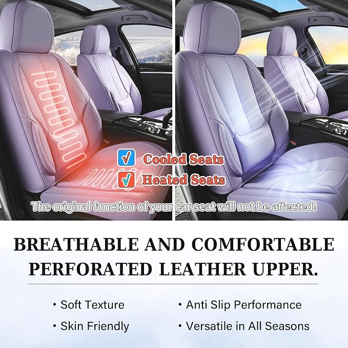Coverado Seat Covers, Car Seat Covers Front Seats, Car Seat Cover, Car Seat Protector Waterproof, Car Seat Cushion Nappa Leather, Purple Seat Covers Carseat Cover Universal Fit for Most Cars - Image 7