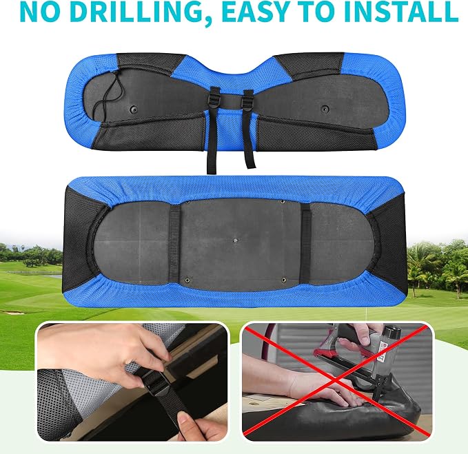 10L0L Golf Cart Seat Covers for Yamaha EZGO Club Car Seat Towel Cushion | Breathable Mesh All-Season Front/Rear Seat Blanket, UV Resistant, Cool Comfort, Machine Washable, Easy On, Great Golf Gift - Image 6