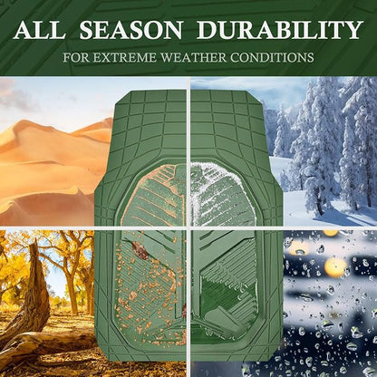 CAR PASS Heavy Duty Rubber Car Mats with Cargo Liner, Deep-Dish Car Floor Mats and Trunk Mat All Weather, Universal Trim-to-Fit for SUVs Trucks Sedans, Waterproof Anti-Slip, Trimmable V12 Olive Green - Image 3