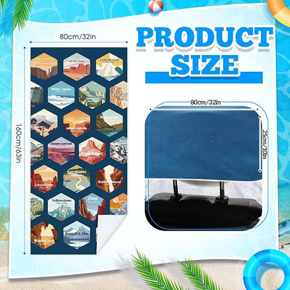 2 Pack Car Seat Towel Cover with Storage Bag, Multi National Parks 1 | 63 x 32 in Car Towel Seat Cover Non Slip Waterproof, Gym Workout Swimming Running, Machine Washable Sweat Absorbent Protector - Image 2