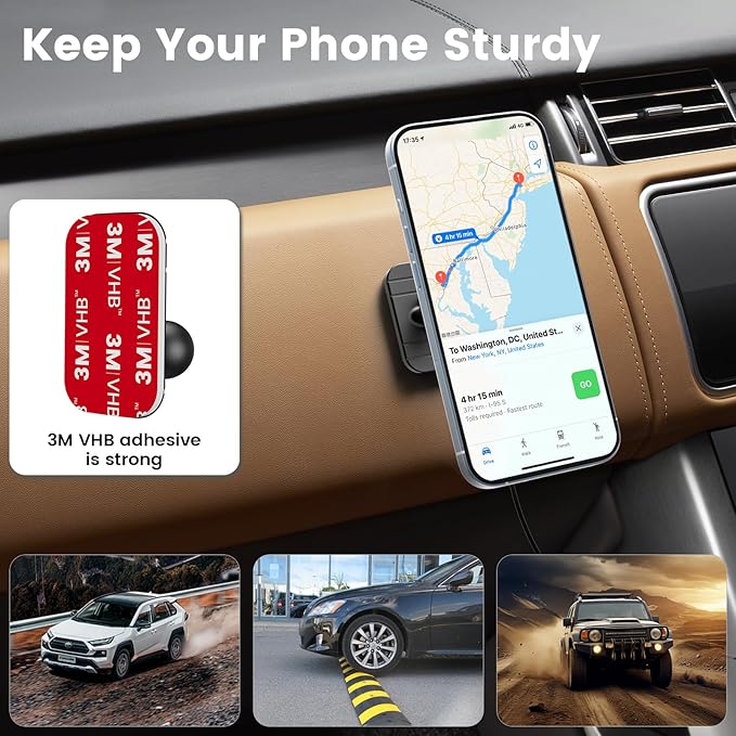 OHLPRO for MagSafe Car Mount Charger iPhone Wireless Car Charger, Stick on Dashboard Magnetic Phone Holder Mount for iPhone 17 Pro Max 16 15 14 Series, 15W Fast Charging, Aluminum Shell - Image 5