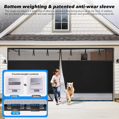 Privacy Garage Door Screen Blackout for 1 Car Garage-10x8FT Heavy Duty Magnetic Garage Screen,Thicker 265g/㎡ Mesh, Hands Free, Magnetic Privacy Garage Screen Door (Black, 10 * 8FT) - Image 6