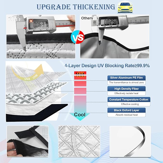 KMF 6pcs Thicken Sun Shades for Honda HR-V 2016-2022 Accessories (LX, EX, EX-L, Sport, Touring), HRV Sunshade Full Car Window Covers for Windshield Side Rear, UV Block and Blackout for Camping Outdoor - Image 3
