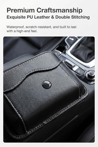 Car Seat Side Pocket Organizer, PU Leather Auto Console Gap Filler Pouch, Vehicle Door Window Dash Storage Bag, Automotive Interior Accessories, Universal for Most Cars (Black) - Image 3