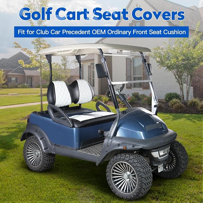 NOKINS Golf Cart Diamond Vinyl Seat Covers Fits Club Car Precedent 2004-UP | OEM Standard Front Seat Cushion,No Nails Required - Image 2