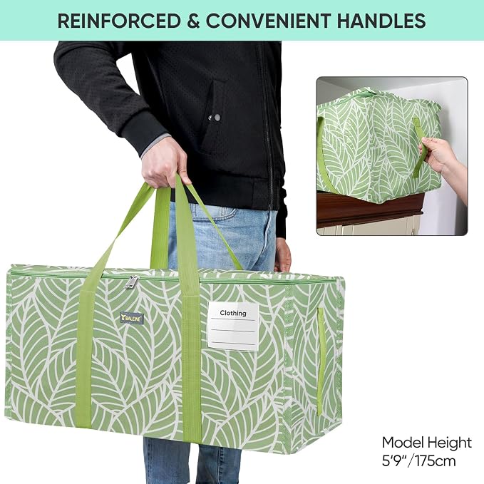 BALEINE Extra Large Storage Tote with Zippers & Carrying Handles, Heavy-Duty Oxford Fabric Moving Bags for Laundry, Space Saving, Storage, Antique Foliage - Image 6