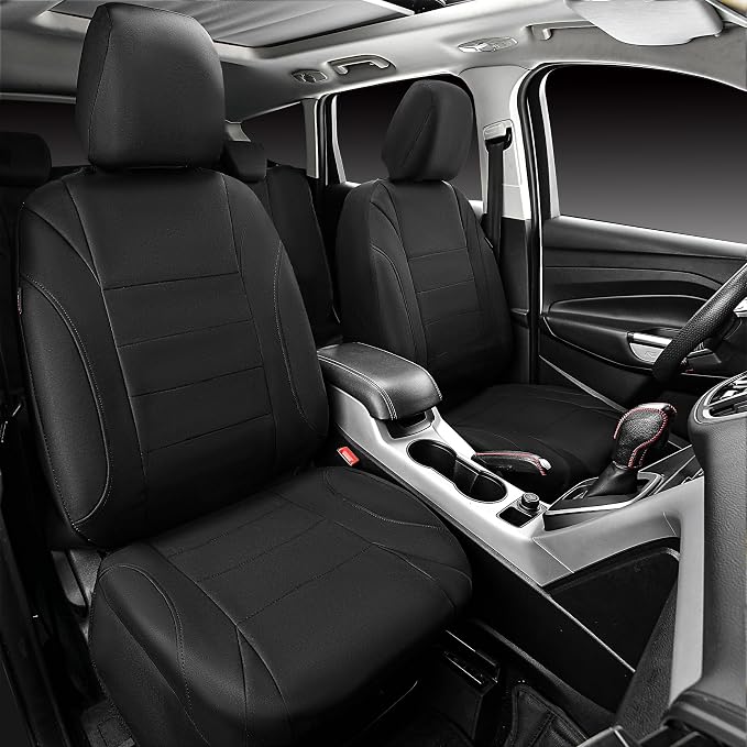 CAR PASS Neoprene Waterproof Seat Covers, Universal Fit Black Full Sets, Protective Interior Covers for Auto SUV, Vans, Sedans, Trucks - Image 4