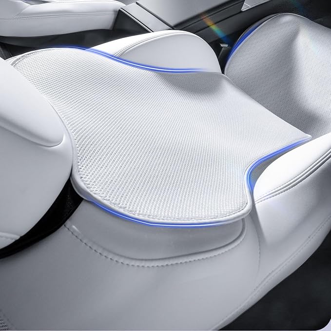 TOPABYTE Seat Cushion Covers Full Set for Tesla Model 3 Highland 2017-2026 | Front Rear Four Seasons Universal Breathable Ice Silk White Back Car Seat Protector Pad Cushion Anti-Slip Mat Accessories - Image 7