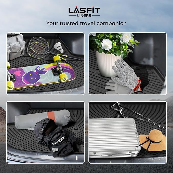 LASFIT Cargo Mat for Hyundai Santa Fe Sport 2018 2017 2016 2015 2014 2013 | All Weather TPE Custom Fit Cargo Trunk Mat Accessories, Black - Image 8
