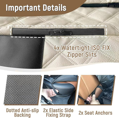 Pet Bench Seat Covers for Trucks, Heavy Duty Nonslip Car Seat Protector with ISOFIX Openings for 1-2 Child Car Seats,Fits Ford 150,Ram 1500,GMC Sierra,Toyota,Ram,Chevrolet Silverado(Beige) - Image 6