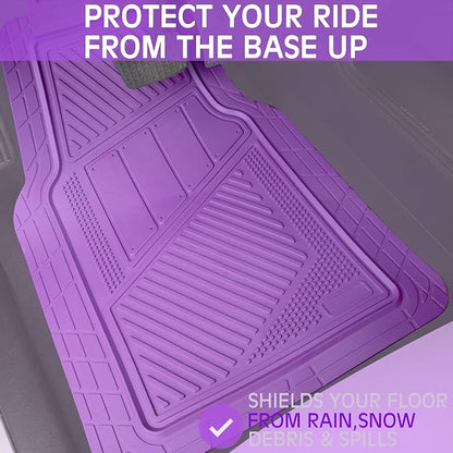 CAR PASS Heavy Duty Rubber Floor Mats 4-Piece Car Mat Set - Universal Waterproof Floor Mats for Car SUV Truck, Durable All-Weather Mats(Purple) - Image 6