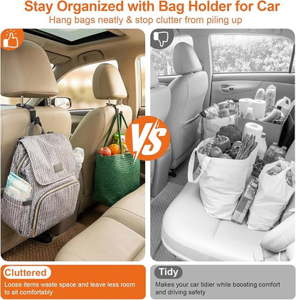 EZ COZY Purse Hook for Car 4 Pack, Deep Anti-Drop Car Seat Hooks for Headrest, Thick ABS Plastic Holds 55 Lbs, Heavy Duty Car Purse Holder & Car Accessories Interior for Handbags, Car Organizer Black - Image 7