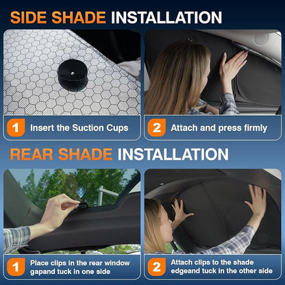 Custom Fit Tesla Model Y and Juniper Side Window Sun Shade, Blackout 7PCS | Graphene honeycomb UV heat blocking fabric, blackout privacy, strong suction cups, foldable storage for baby pets and camping - Image 7