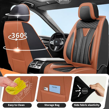 Fit Maxima Car Seat Covers Premium Leather for Nissan Maxima 2011-2025 2026. Waterproof， Breathable, Scratch-Resistant & All-Weather Seat Cushion Protector（2 Front Seats,Brown&Black - Image 4