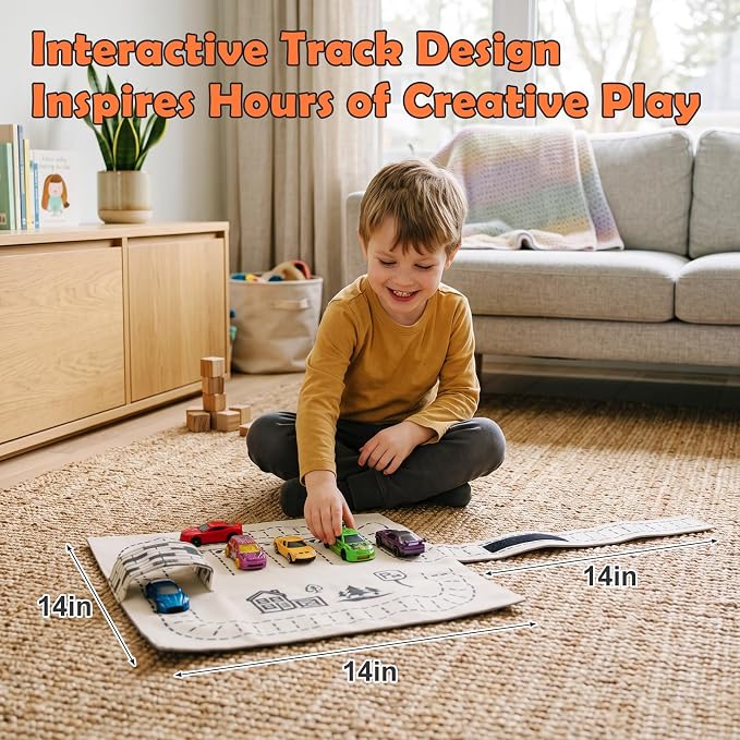 Portable Toy Car Storage Roll and Playmat - Travel Car Carrier Organizer Case - Image 6
