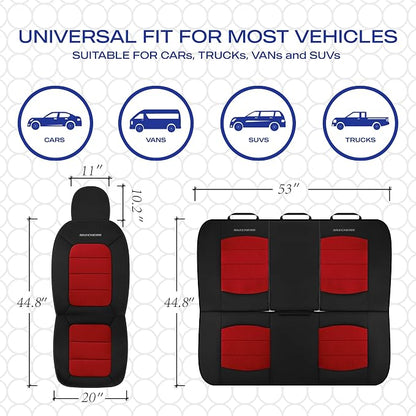 Skechers Memory Foam Seat Covers,Thick Cool Touch Fabric Car Seat Covers,Car Seat Cover Full Set,Airbag Compatible,Automotive Comfort Protection for Most Cars,Vans,Trucks,SUV,Red - Image 6