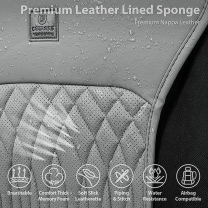CAR PASS Car Seat Protector, 2 Pack Sideless Nappa Leather Seat Covers for Cars, All Season Waterproof Breathable Front Seats Cushion with Storage Pocket Universal Fit Vehicle Car SUV Truck, All Gray - Image 3