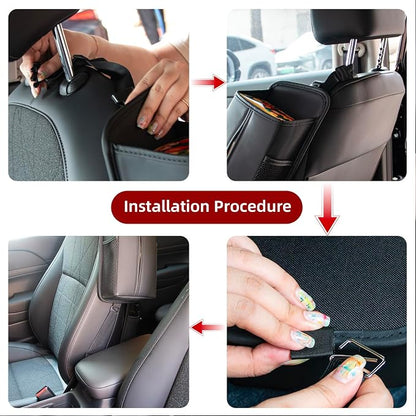 Car Tissue Holder for Front Seat | Wide Refill Opening, 2 Side Mesh Pockets for Phones & Cards, Fits 150 Tissues, Durable PU Leather car seat organizer - Image 8