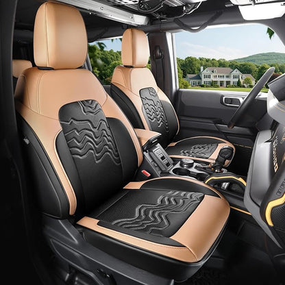 Red Rain Car Seat Cover Custom Fit Ford Bronco Seat Covers 4Door 2021-2026 | Black and Orange Waterproof Leather Seat Protector 5 Seater (Bronco 4Door-Black+Orange) by RedRain