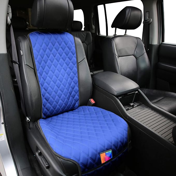FH Group Car Seat Cushion – Faux Leather Single Front Seat Cover with Front Pockets, Airbag Compatible, Universal Fit Car Seat Cushion for Driver or Passenger Seat, SUV, Truck, Sedan & Van – Blue - Image 8