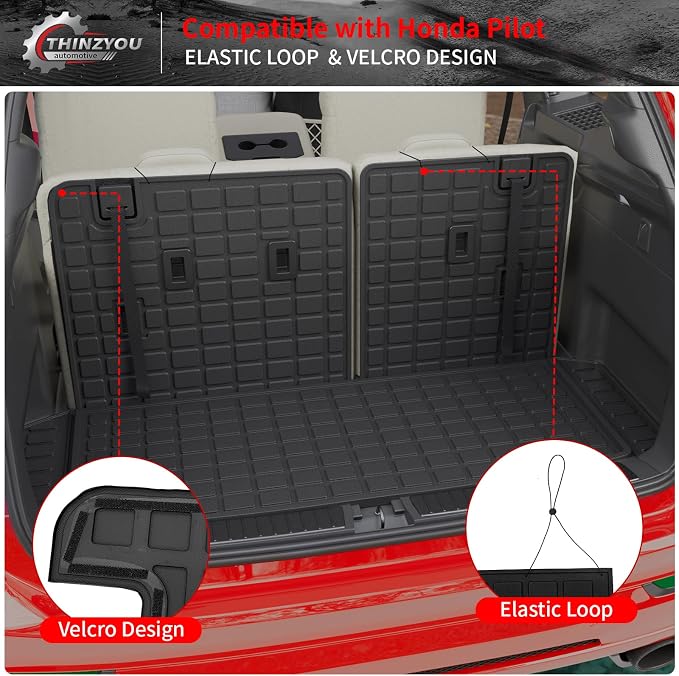 Trunk Mat with Backrest Mat for 2023-2026 Honda Pilot | Cargo Mat Cargo Liner Trunk Liner Back Seat Cover Protector TPE All Weather 2025 Pilot Accessories - Image 4