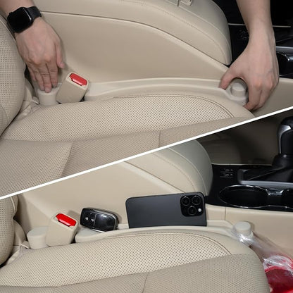 Givifive Car Seat Gap Filler Organizer 2Pack Soft Foam 3IN1 Multifunctional | Seat Side Gap Filler Strip with Slot & Hook Universal Fit Car SUV Truck Fill The Gap Between Seat & Console (Narrow Ivory) by Givifive